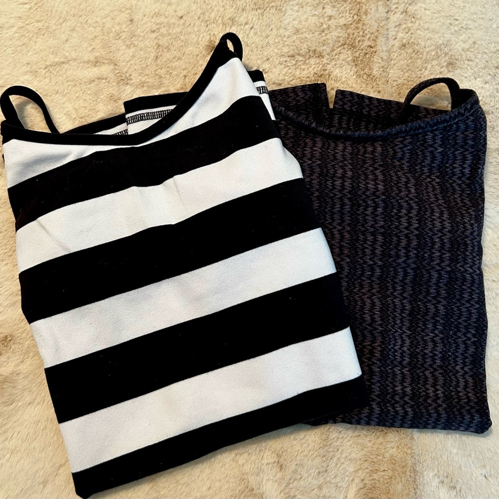 LULULEMON Black and White Striped tank and black chevron tank bundle of 2